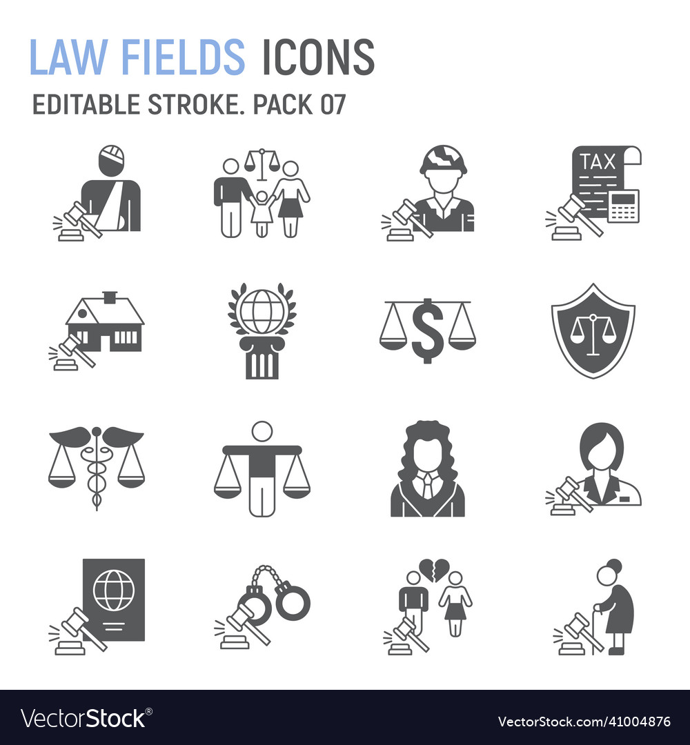 Law fields glyph icon set