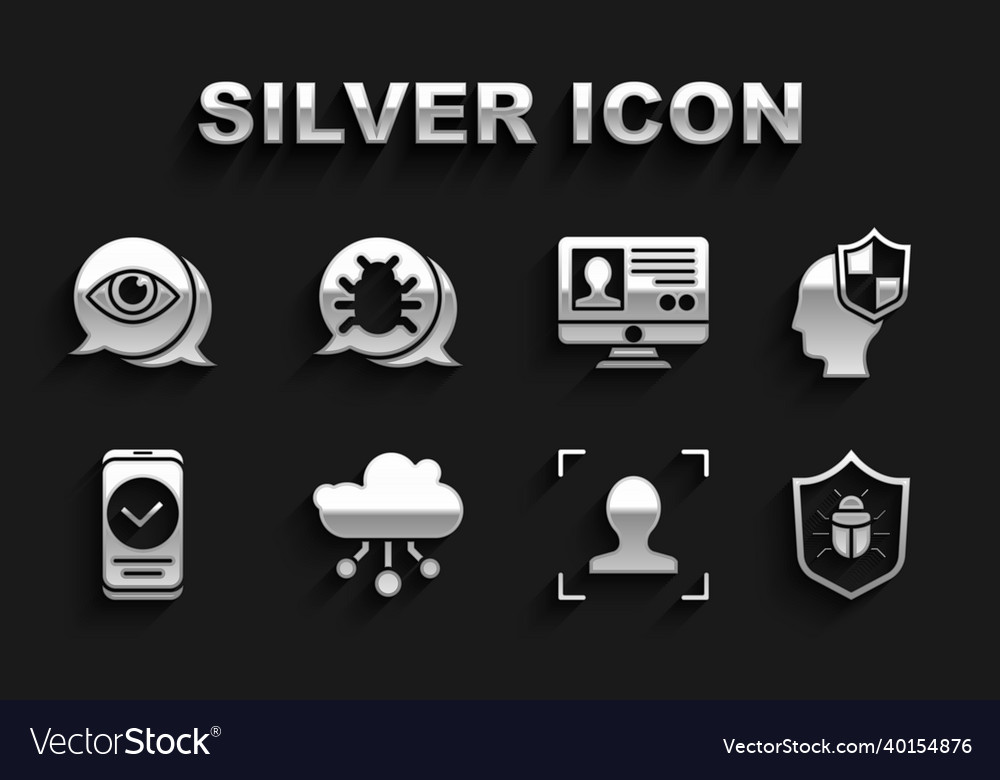 Set internet of things head with shield system vector image Set internet of things head with shield system