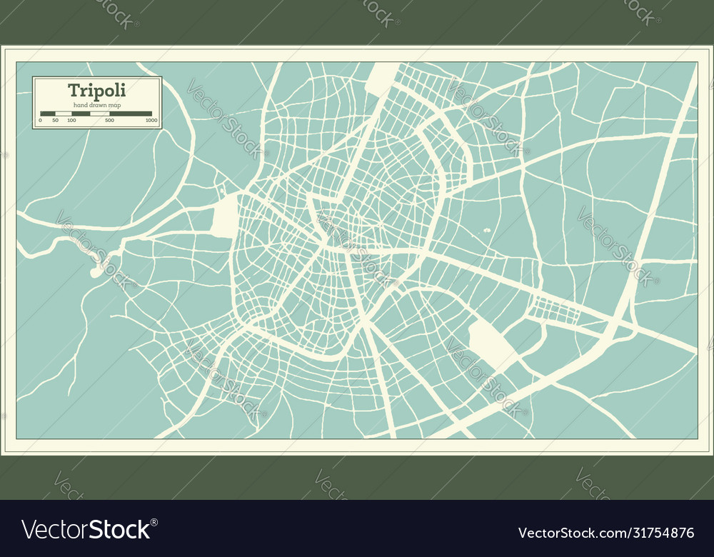 Tripoli greece city map in retro style outline Vector Image