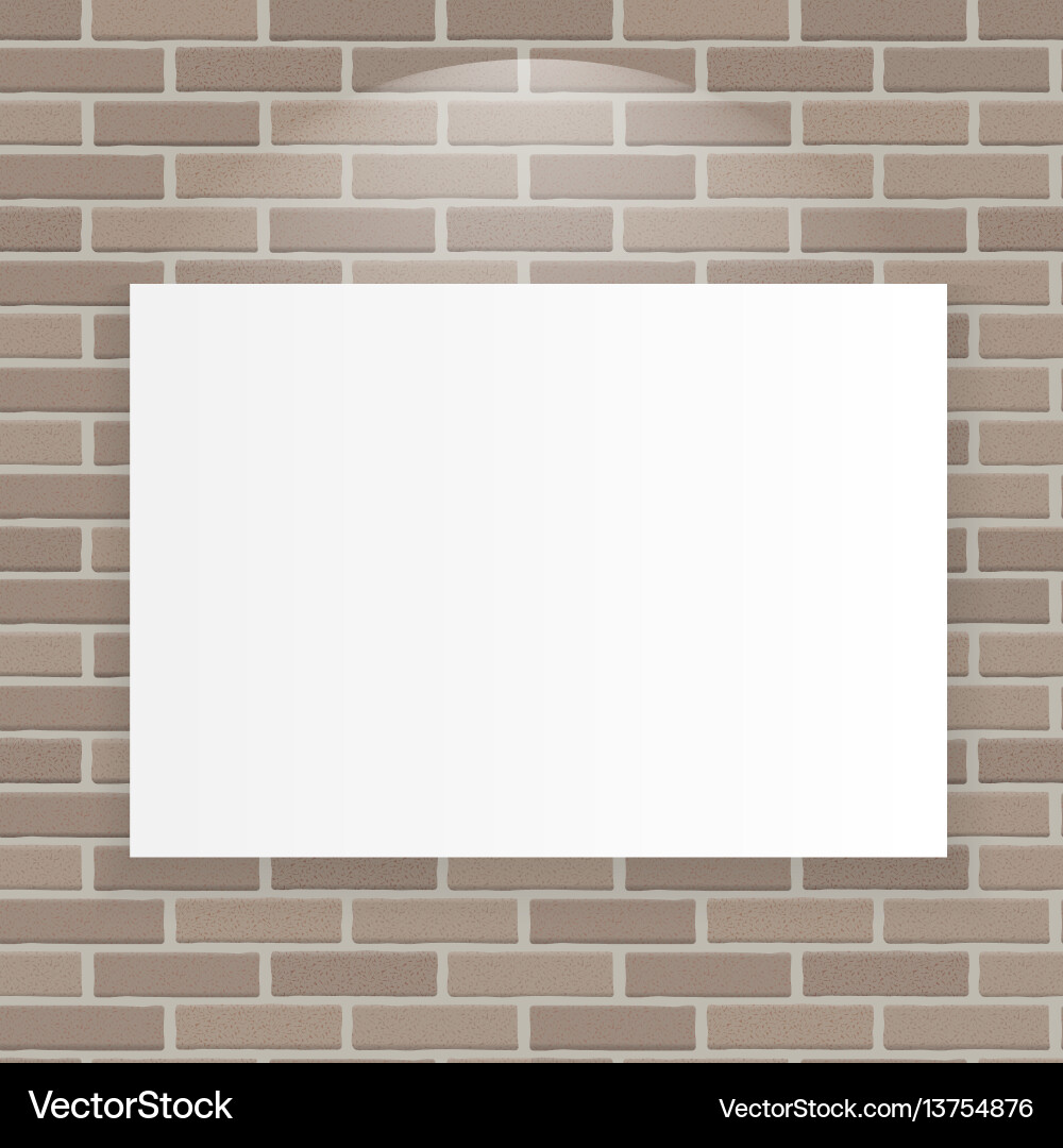 White frame on brick wall Royalty Free Vector Image