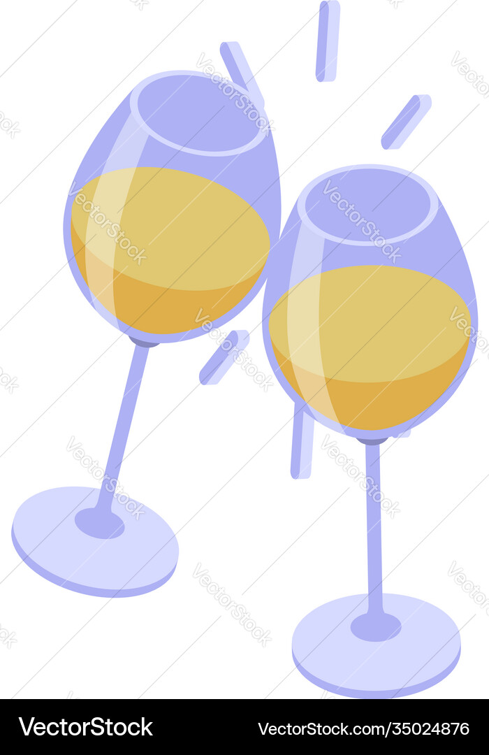 White wine glass cheers icon isometric style Vector Image