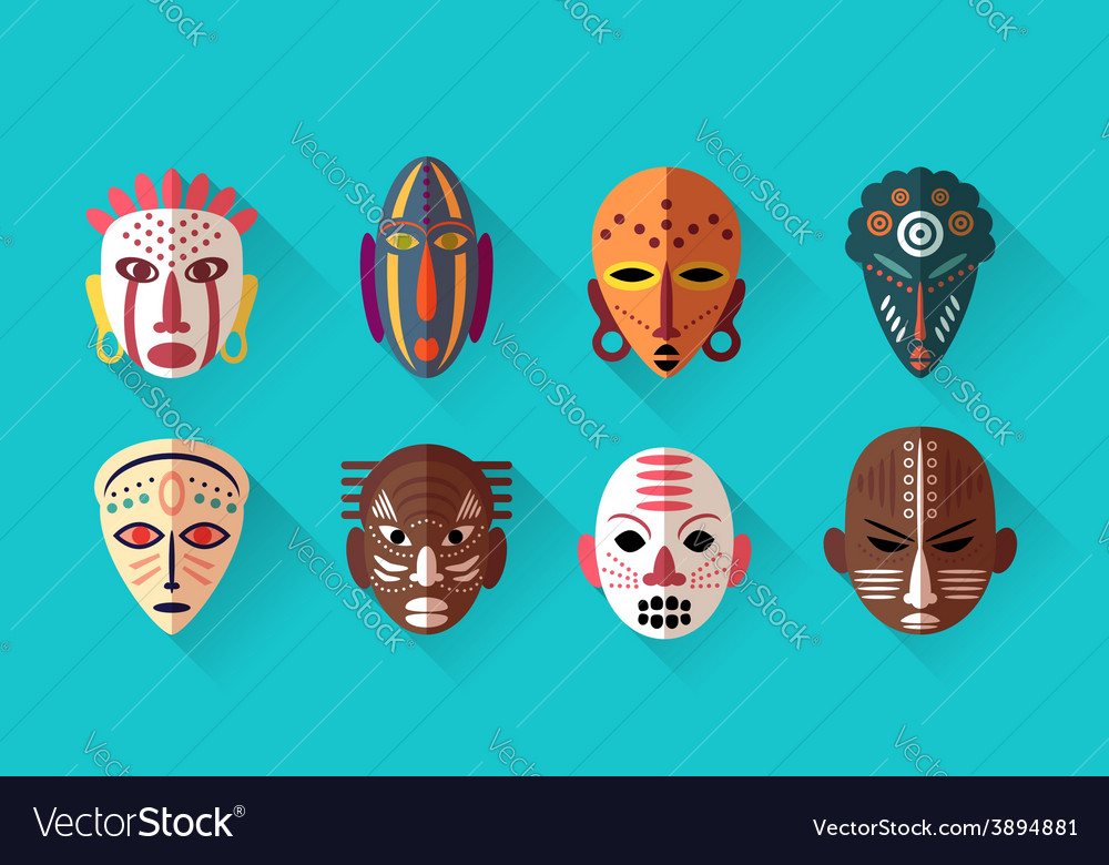 African mask icons