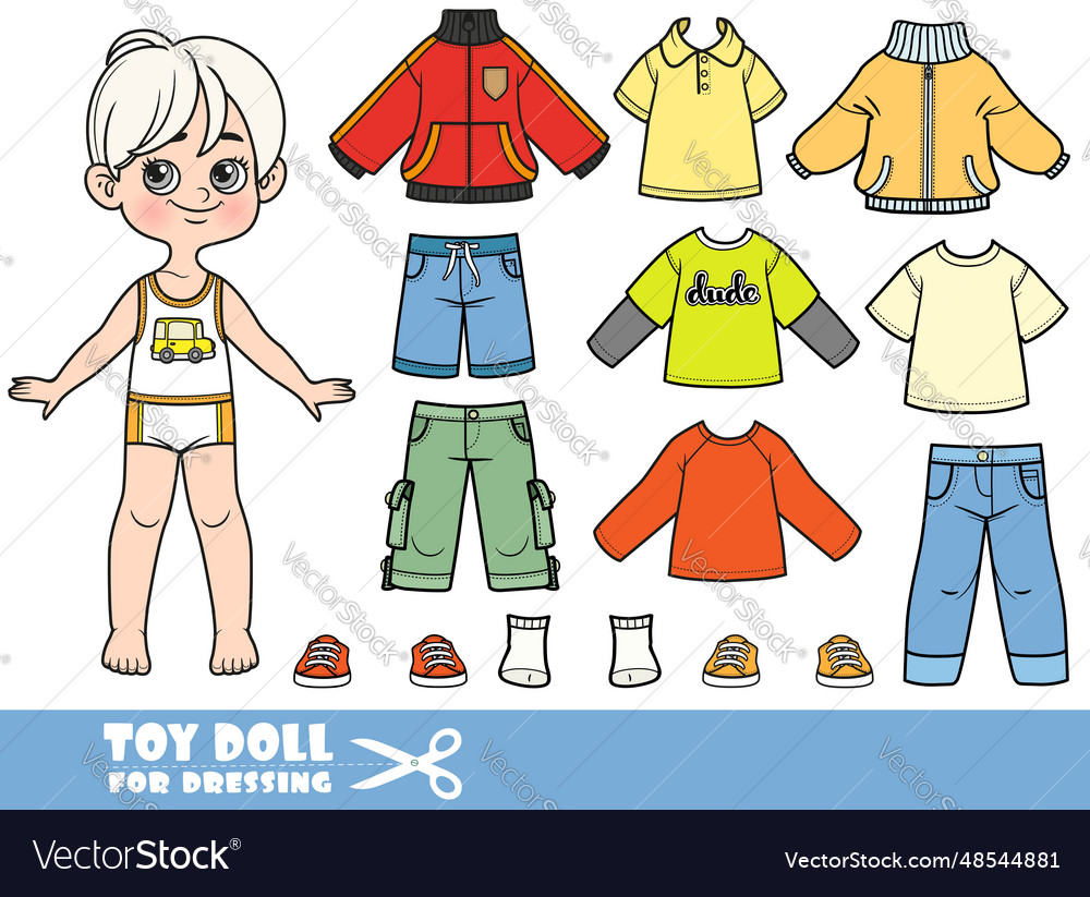 Cute cartoon blond boy - summer and early autumn Vector Image