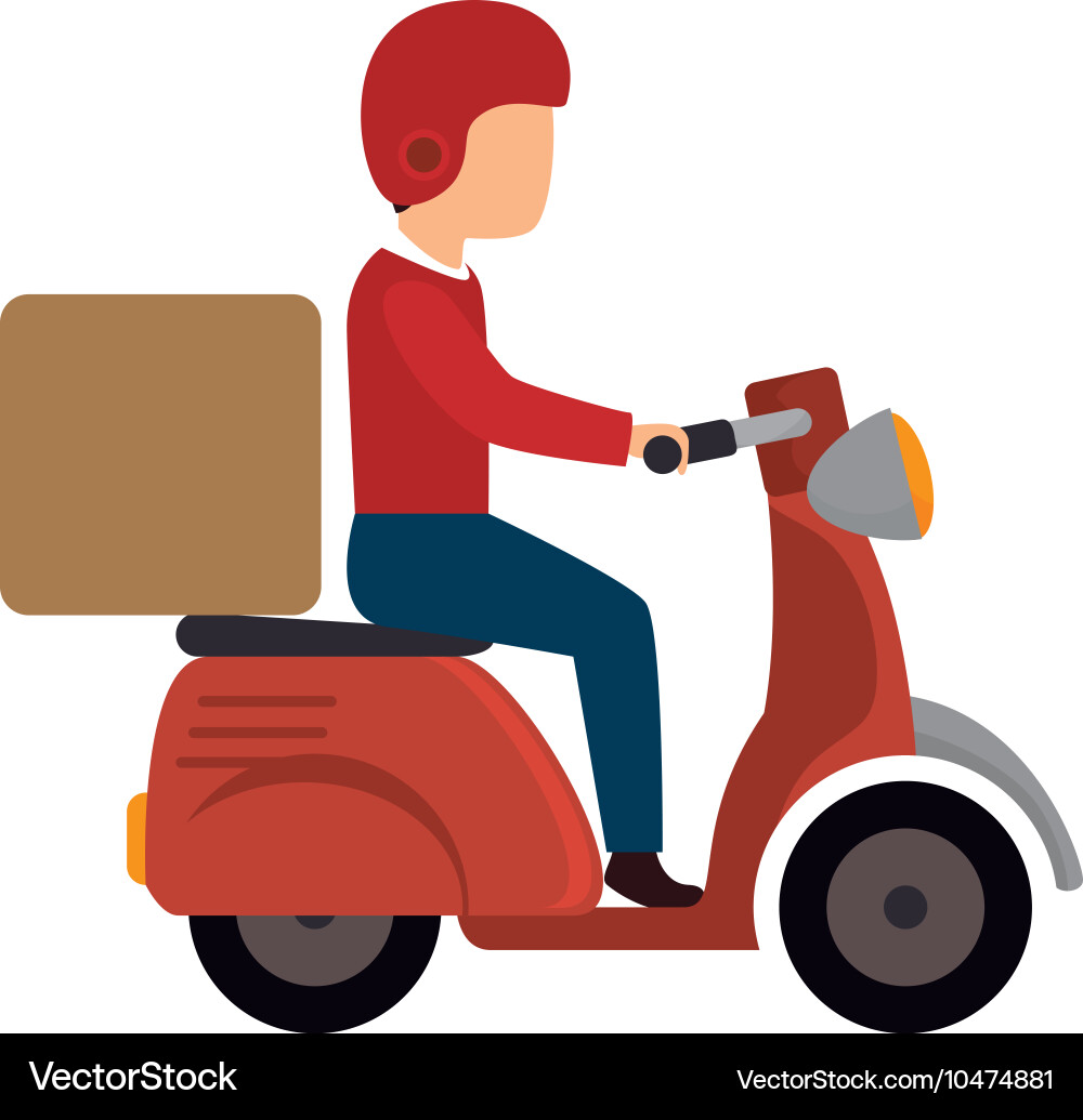Delivery Rider on Scooter Royalty Free Vector Image