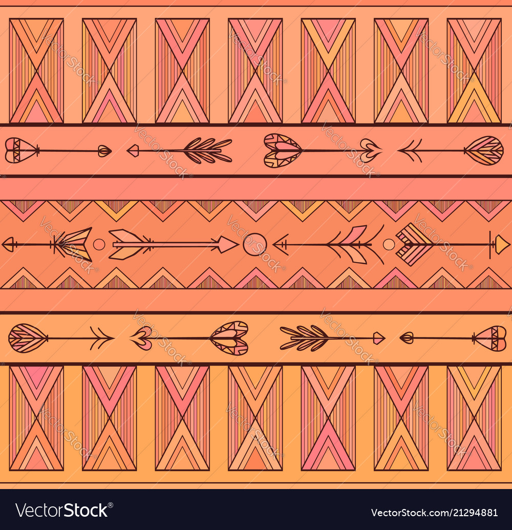 Geometric seamless boho pattern with arrows vector image Geometric seamless boho pattern with arrows