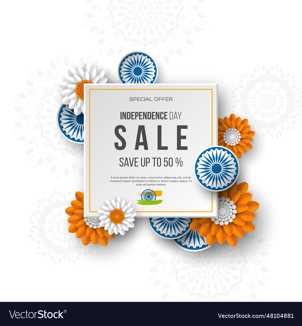 Indian independence day sale banner 3d wheels