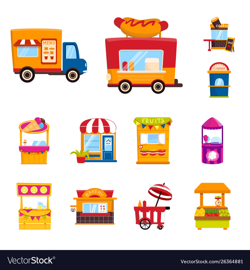 Isolated object and booth symbol collection vector image Isolated object and booth symbol collection