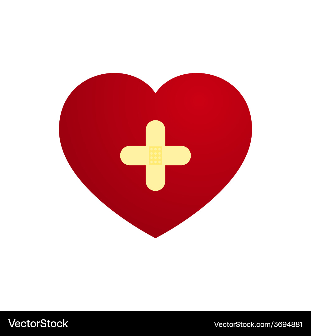 Love Heart With Plaster In Cross Shape Royalty Free Vector