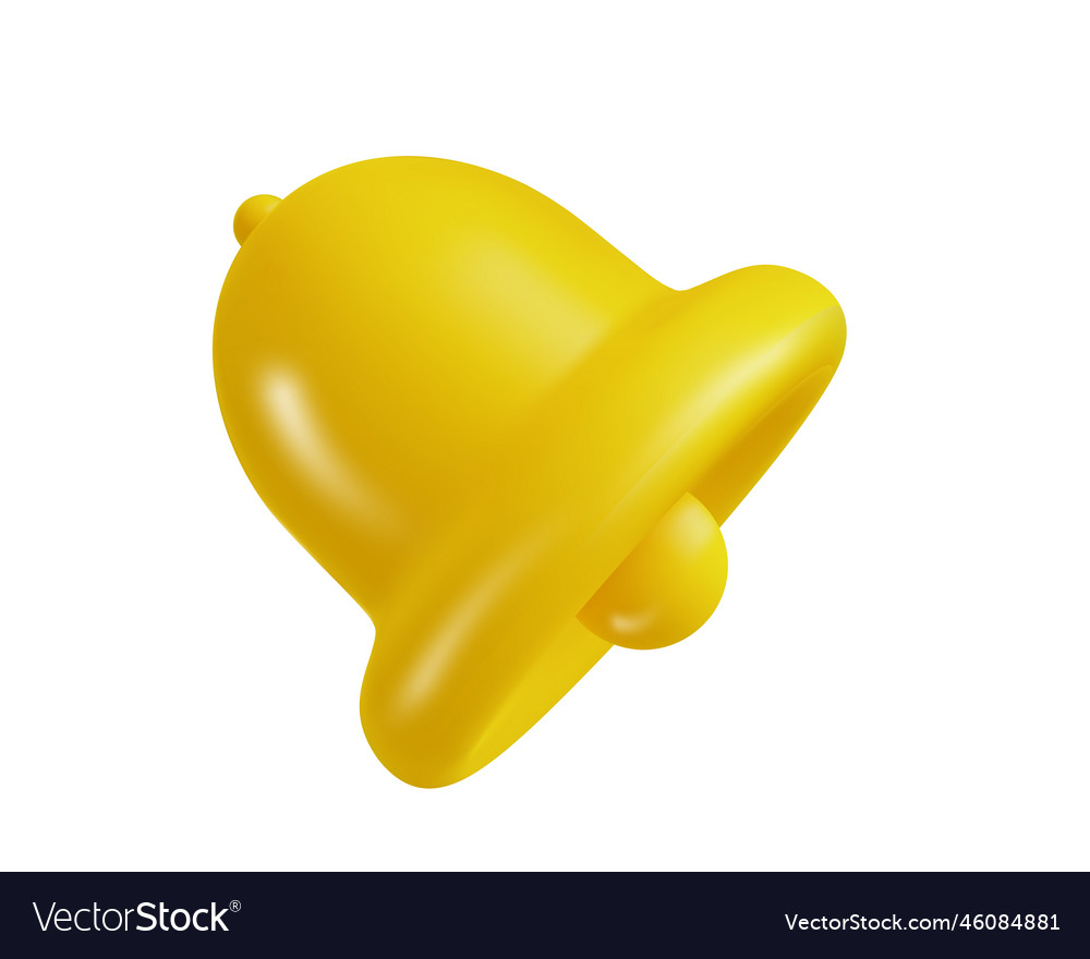 Notification bell 3d icon isolated on white