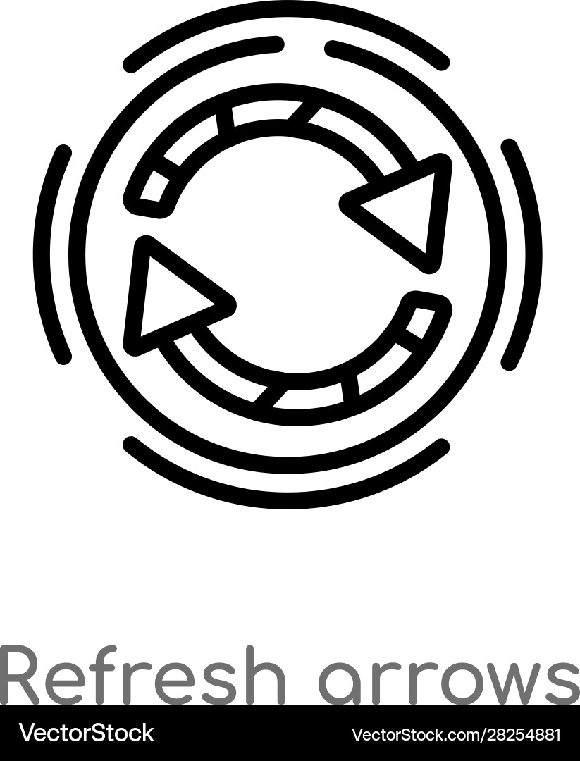 Outline refresh arrows icon isolated black simple Vector Image
