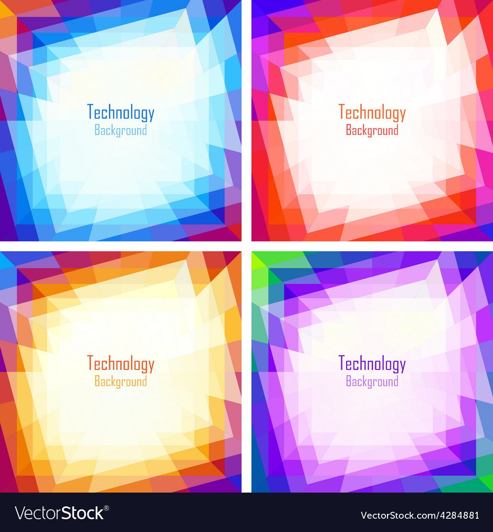 Set Of Bright Abstract Colorful Technology Frames