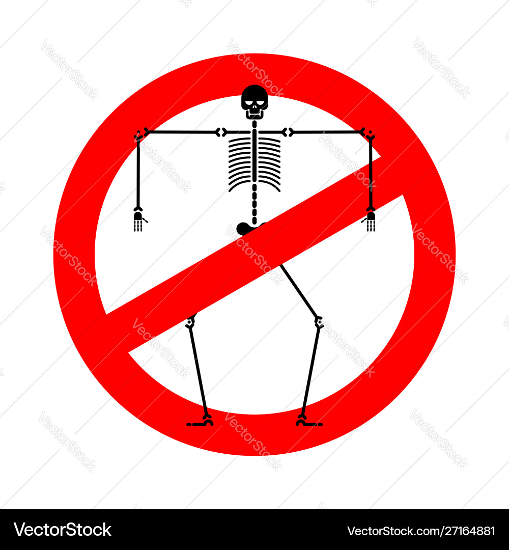 Stop death skeleton forbidden red road sign Vector Image