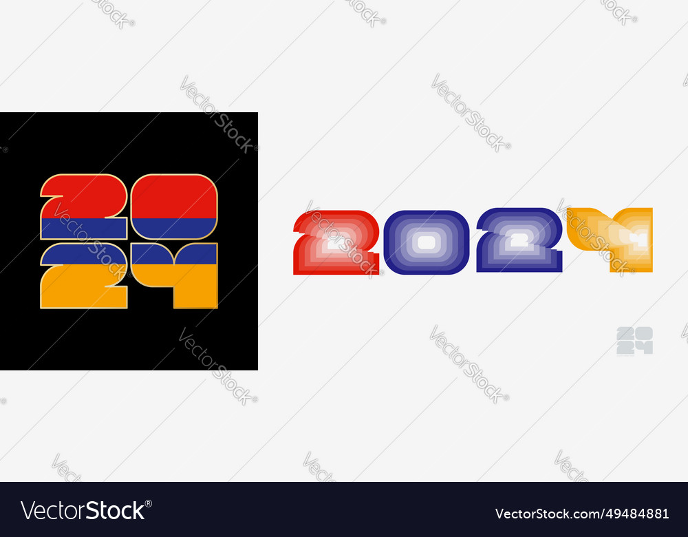 Year 2024 with flag of armenia and in color Vector Image