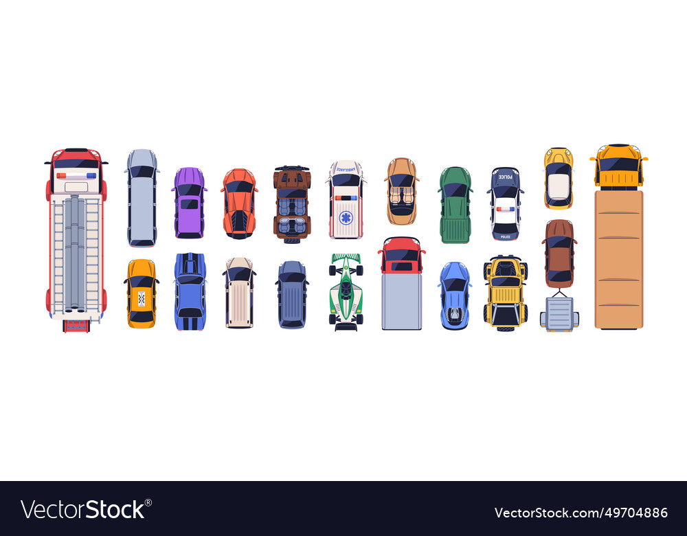 Auto vehicles set top view taxi and suv car Vector Image