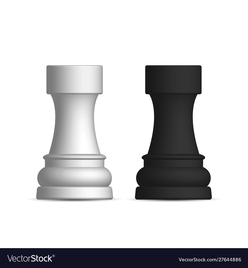 Wooden Black and White Rooks Chess Pieces Stock Photo - Image of