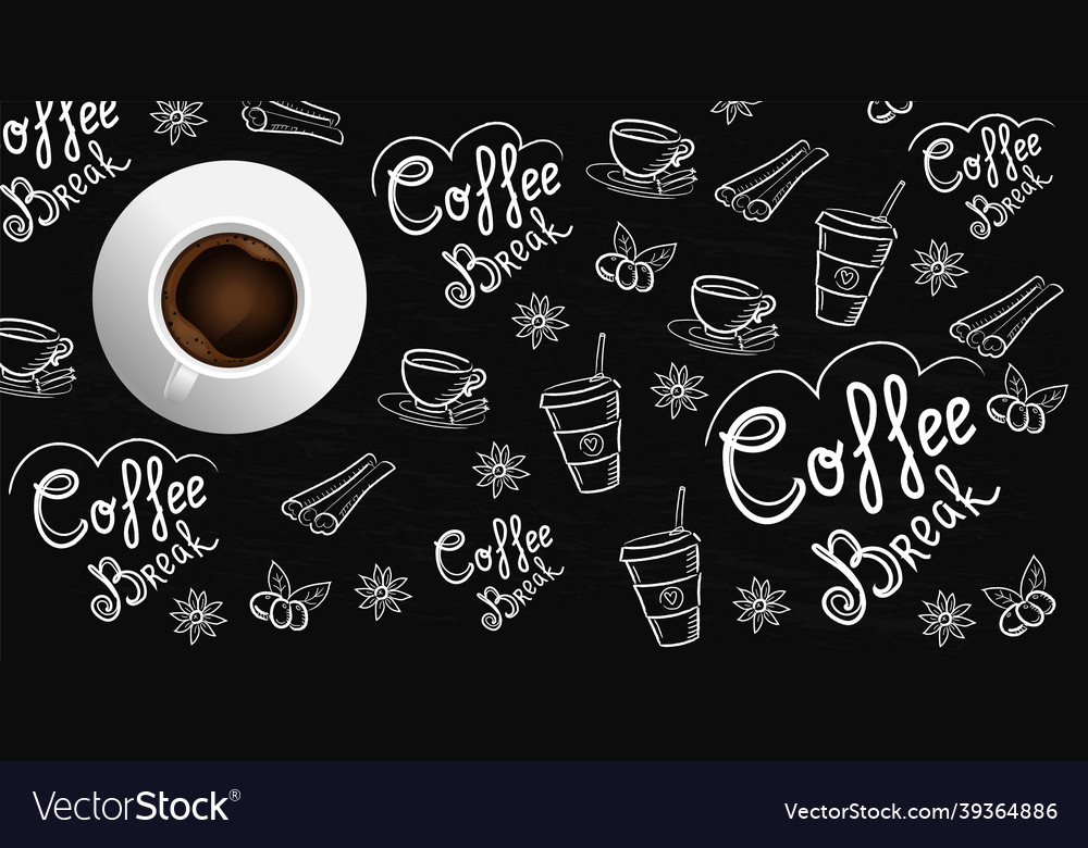 Coffee background with realistic cup of Royalty Free Vector