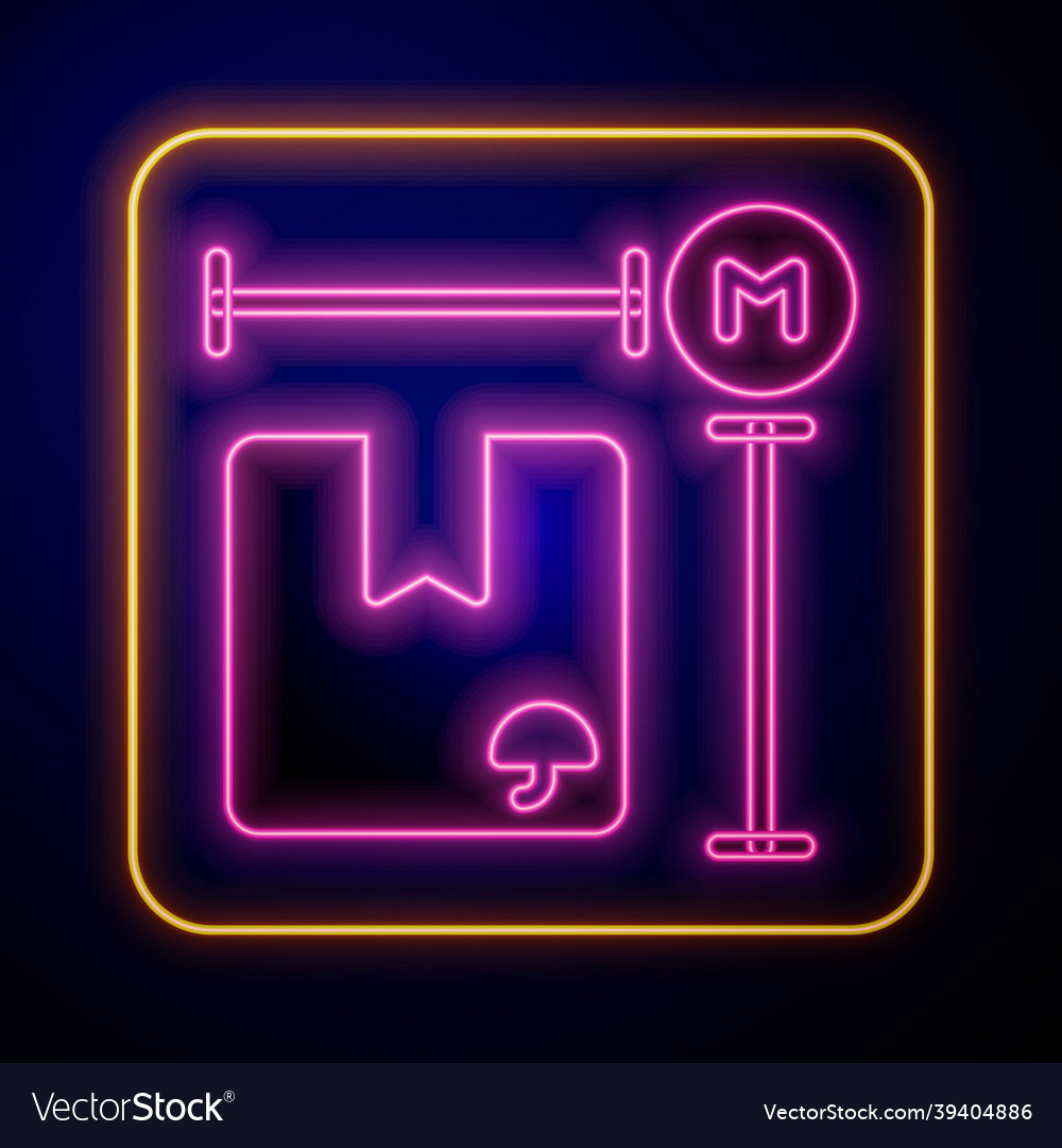 Glowing Neon Carton Cardboard Box Measurement Icon