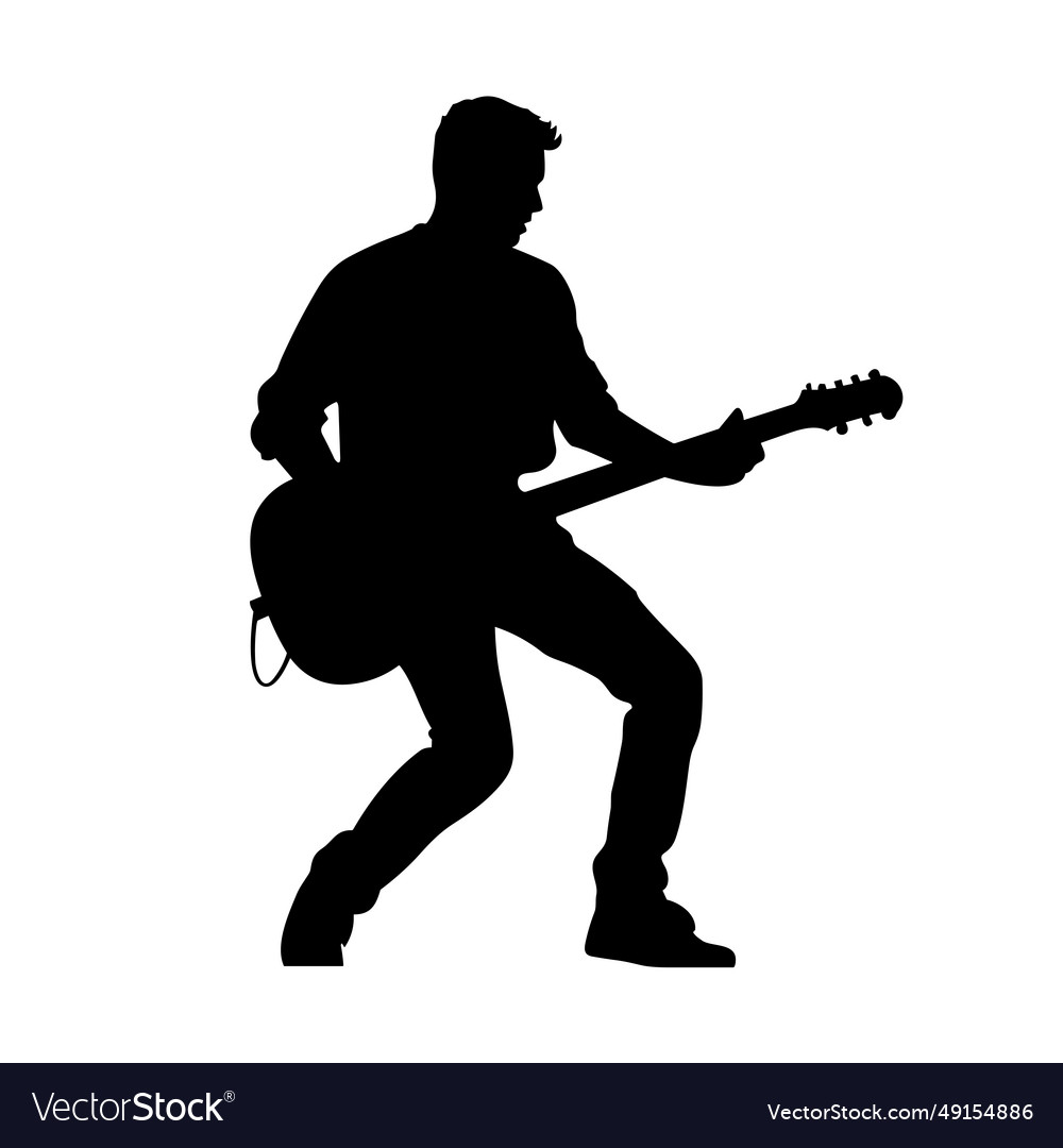 Guitarist black icon on white background Vector Image