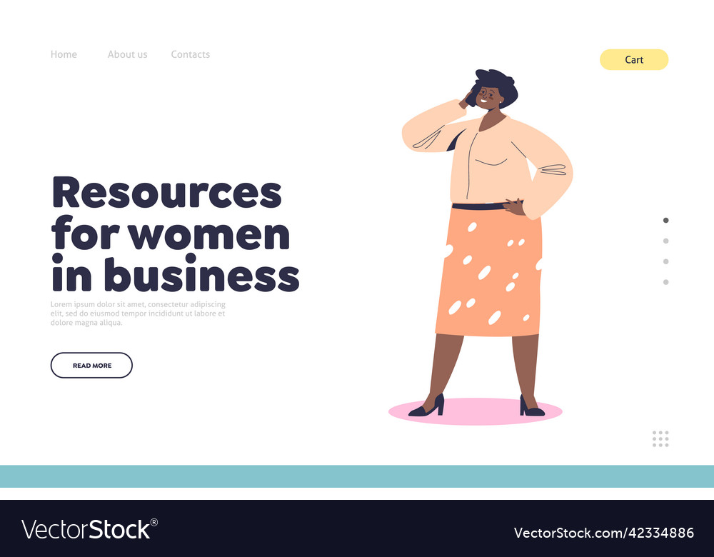 Resource for woman in business concept of landing