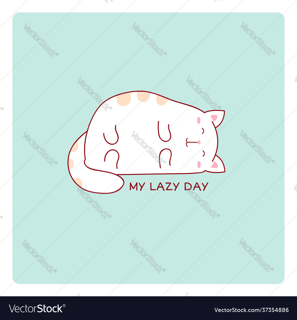 Square card with a lying lazy cat vector image Square card with a lying lazy cat