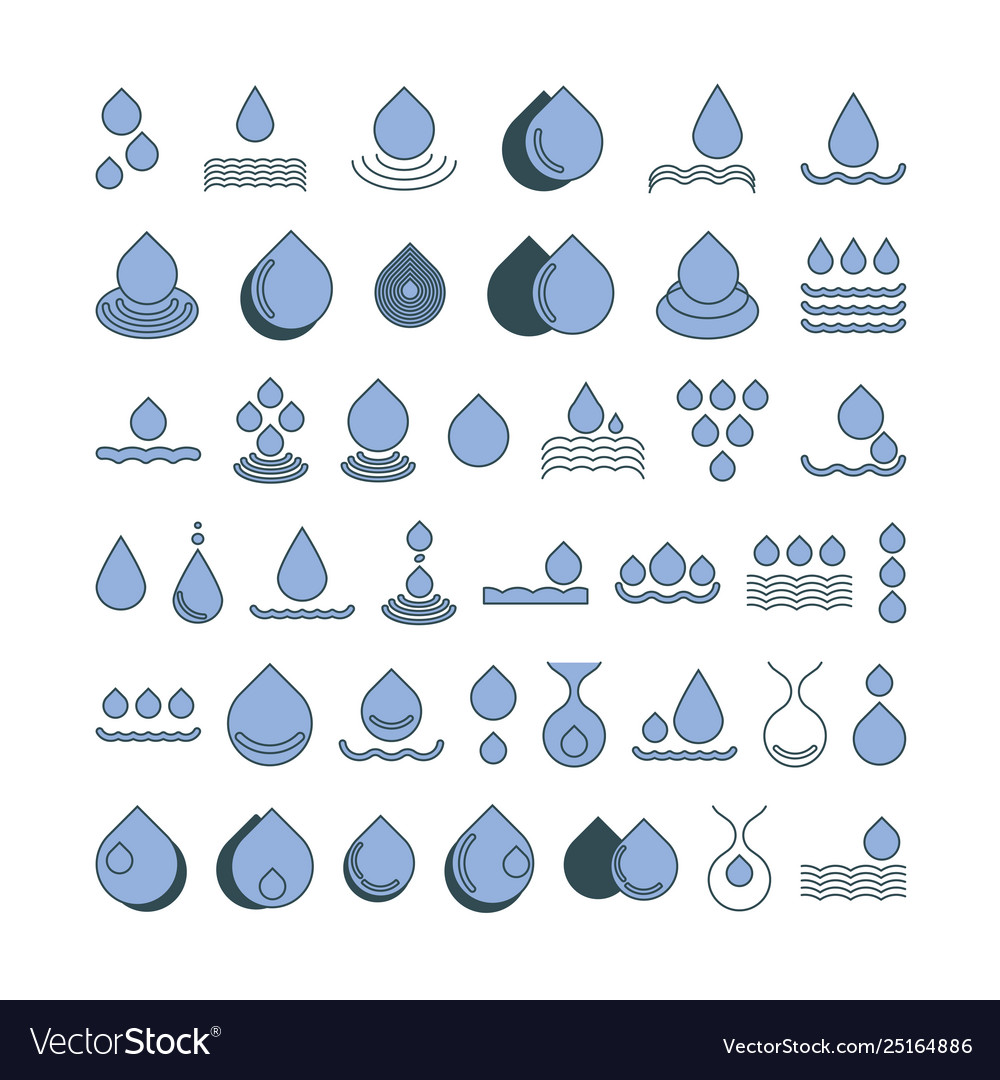 Water drops icon set for logos on white background