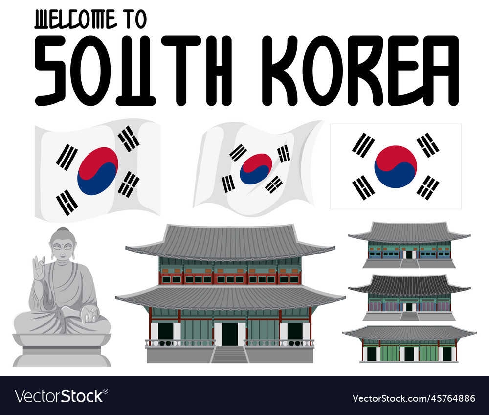 to south korea text with traditional Vector Image