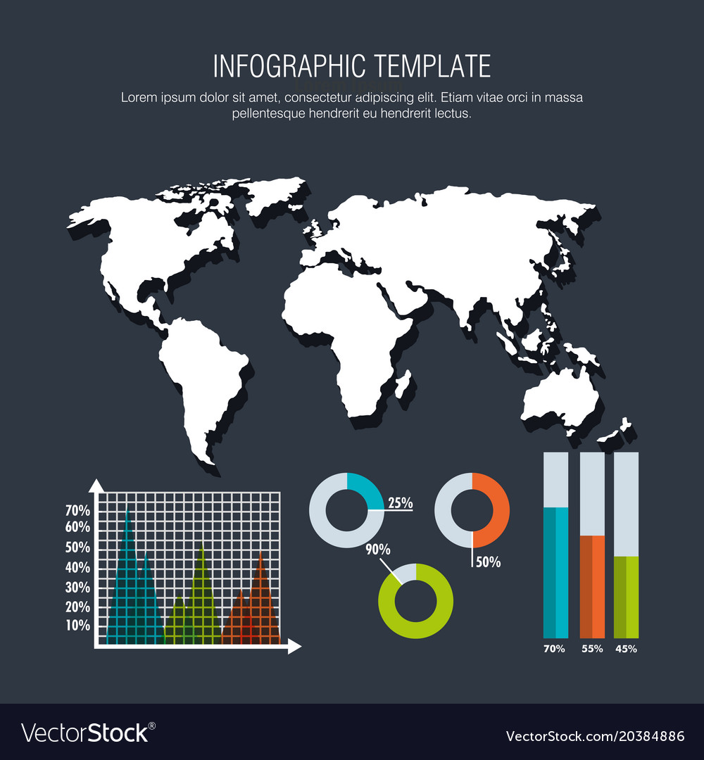 World planet with business infographic template Vector Image