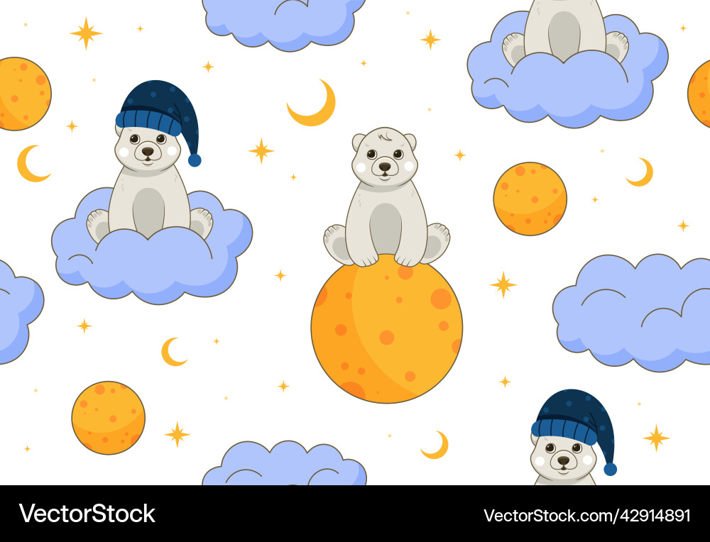 Bear seamless pattern Royalty Free Vector Image