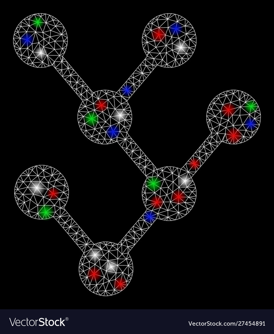Bright mesh carcass binary tree with flash spots vector image Bright mesh carcass binary tree with flash spots