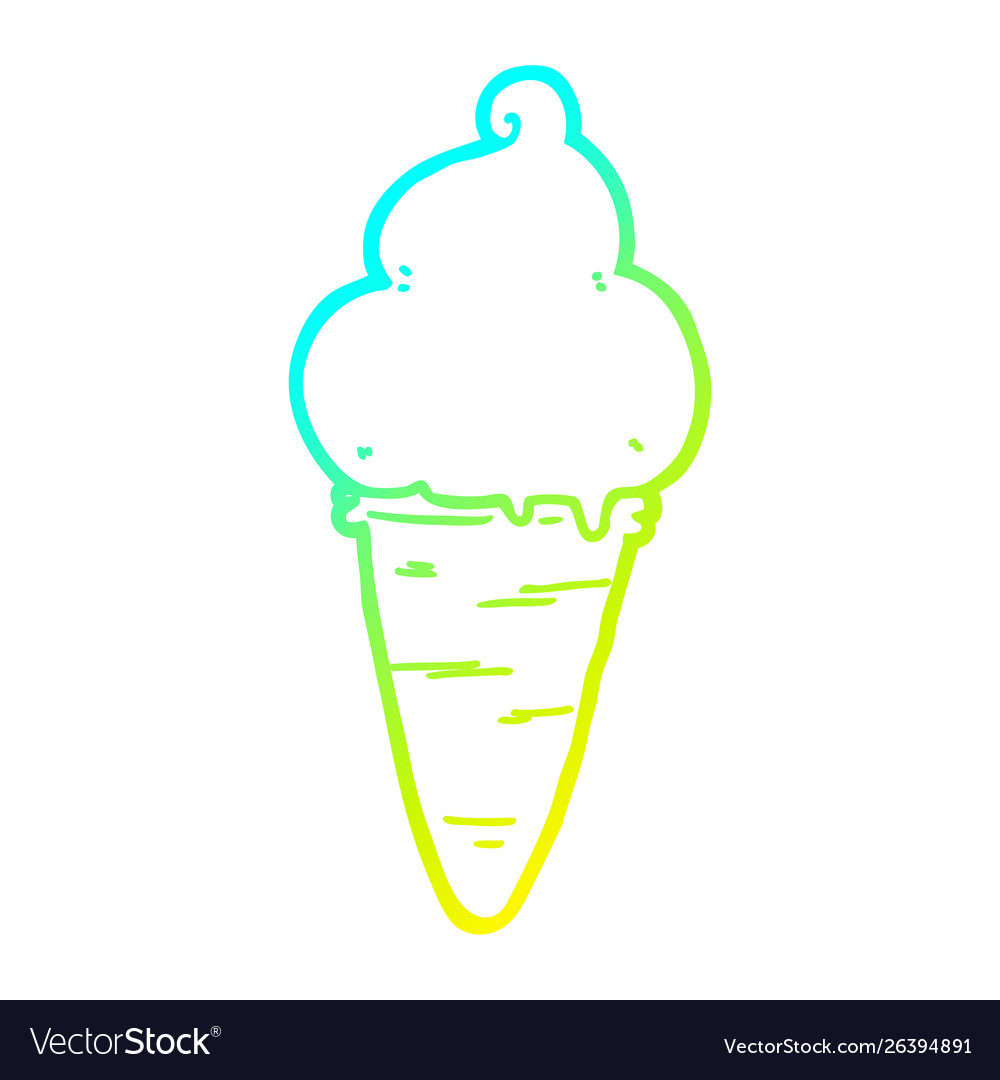 Cold gradient line drawing cartoon ice cream