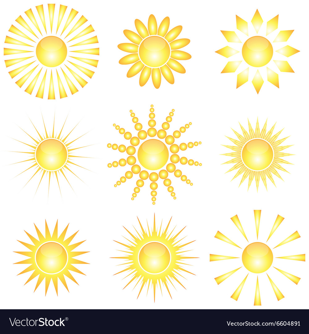 Decorative sun symbols Royalty Free Vector Image