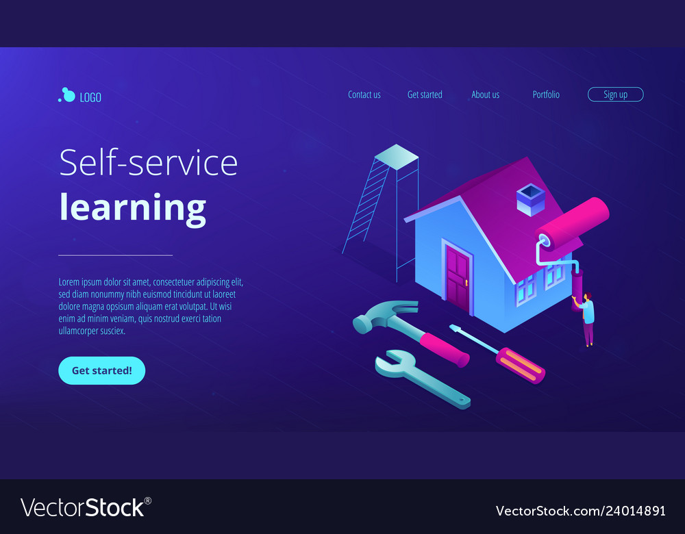 Diy Repair Concept Isometric 3d Landing Page Vector Image