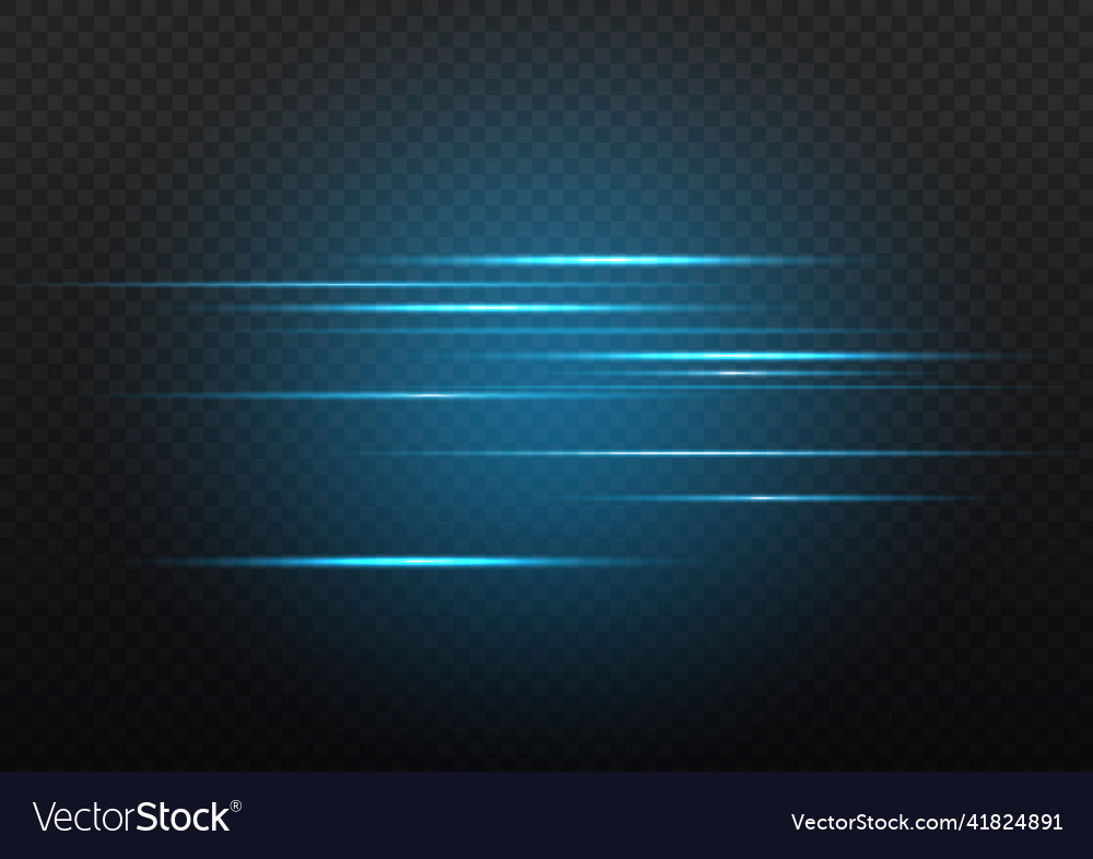 Horizontal Light Rays Glow Speed Line Flash Blue Vector Image