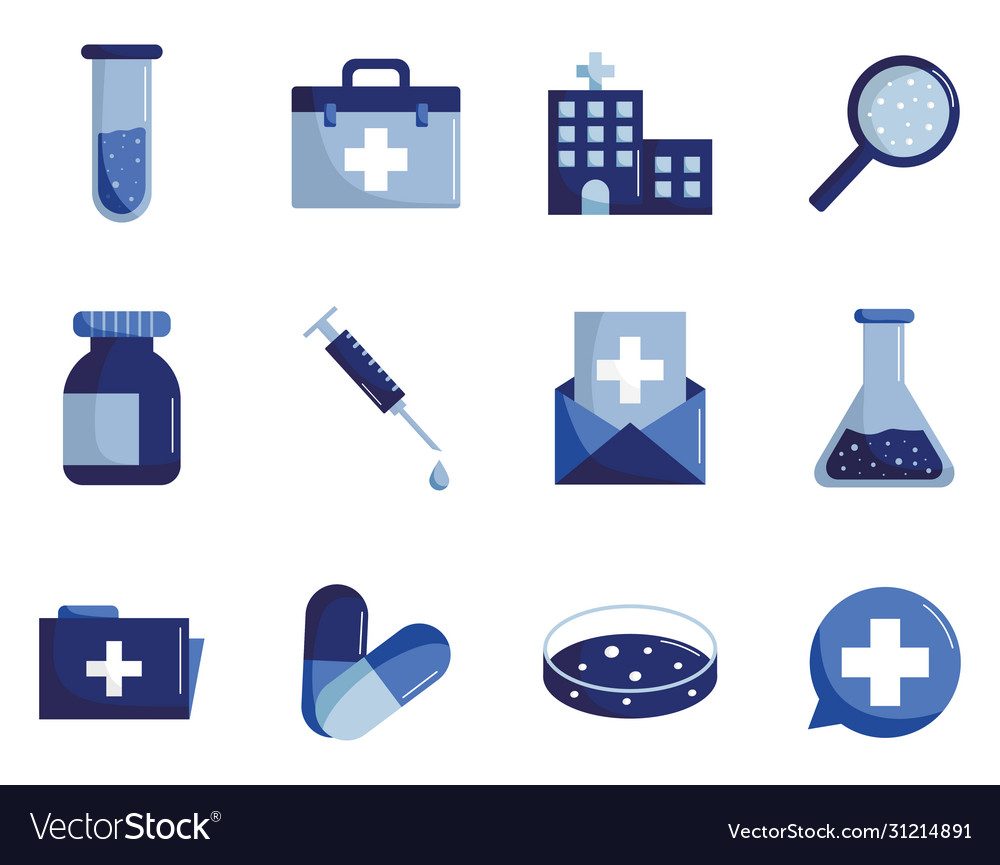 Medical and science flat style icon set