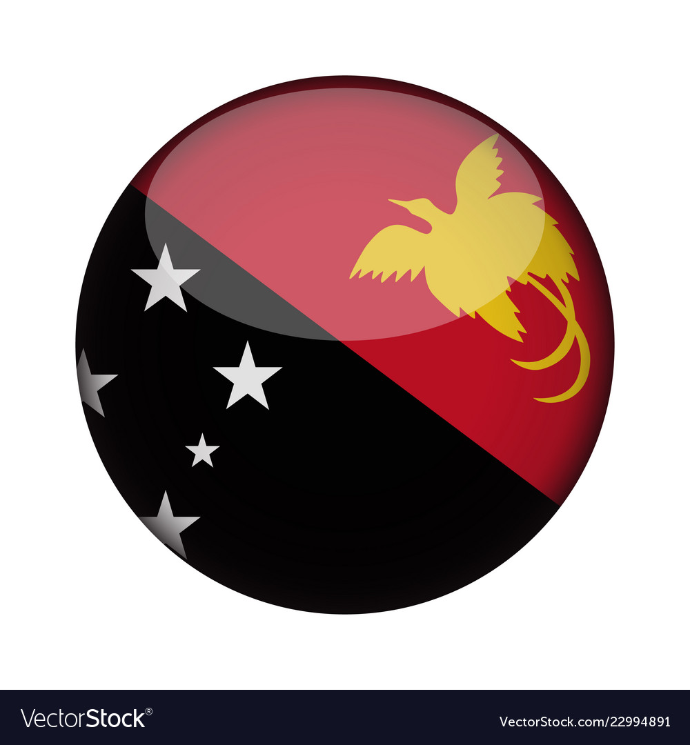 Papua new guinea flag in glossy round button Vector Image