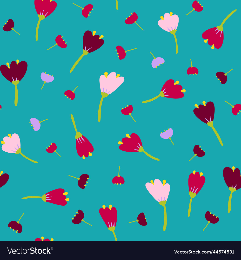 Seamless cartoon flowers pattern color floret