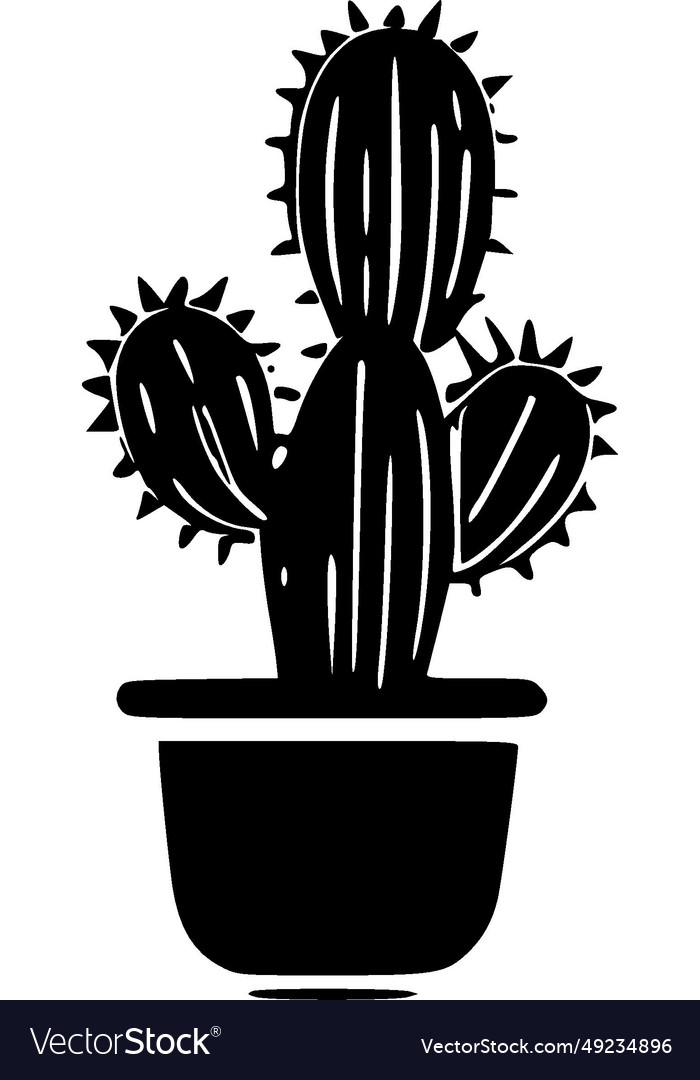 Cactus - black and white Royalty Free Vector Image