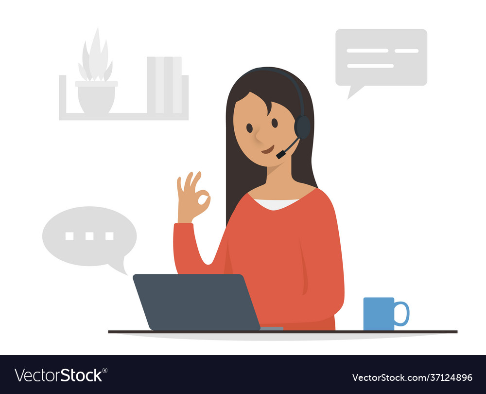 Customer service woman in flat design style Vector Image