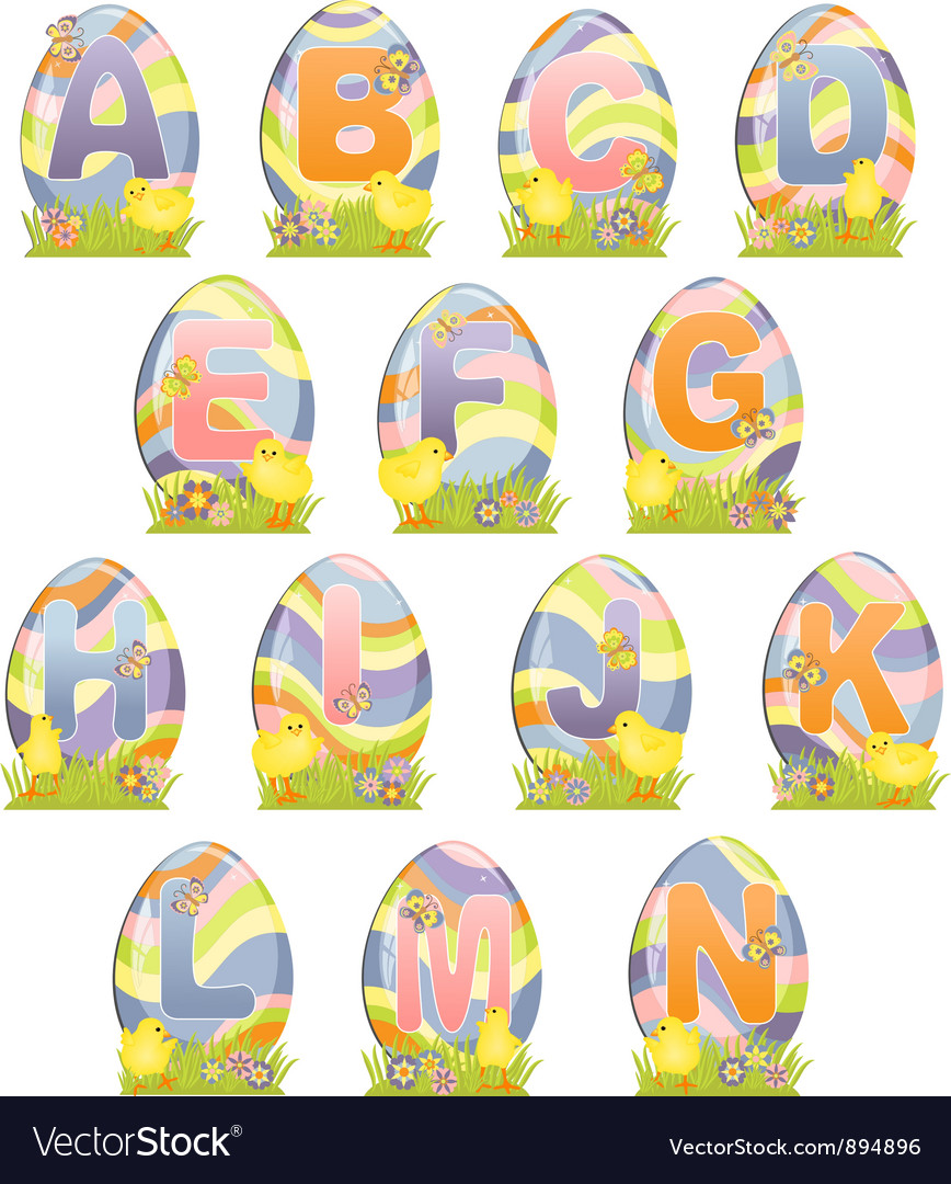 Cute easter alphabet Royalty Free Vector Image