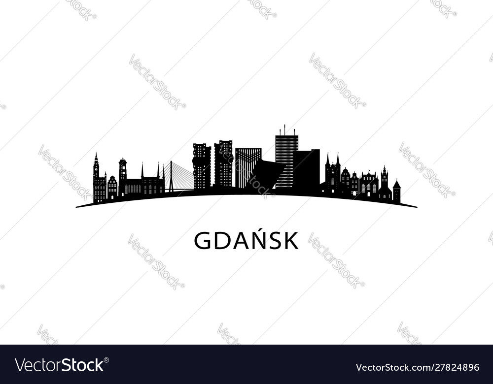 Danzig Stadt Skyline schwarze Stadtlandschaft isoliert vector image Danzig Stadt Skyline schwarze Stadtlandschaft isoliert