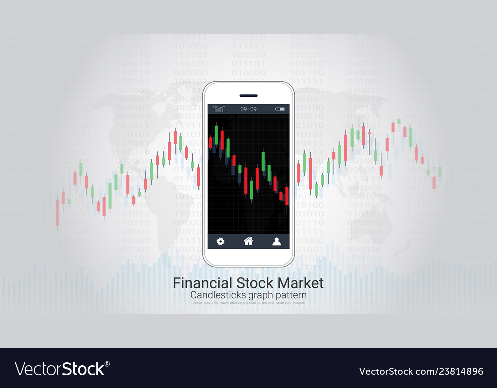 Mobile stock trading concept with candlestick