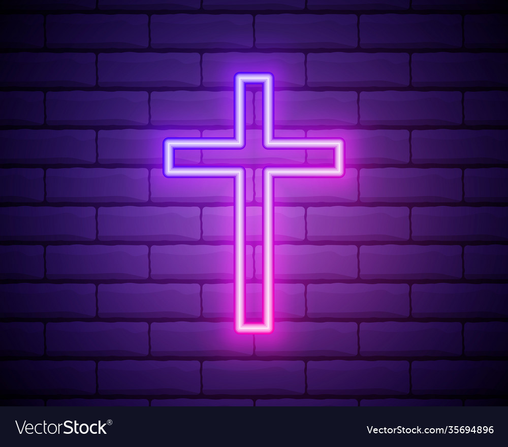 Neon illumination cross bright Royalty Free Vector Image