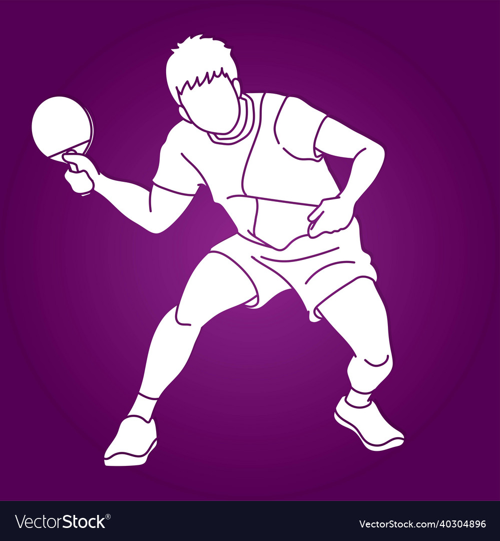 Ping pong or table tennis player action cartoon Vector Image