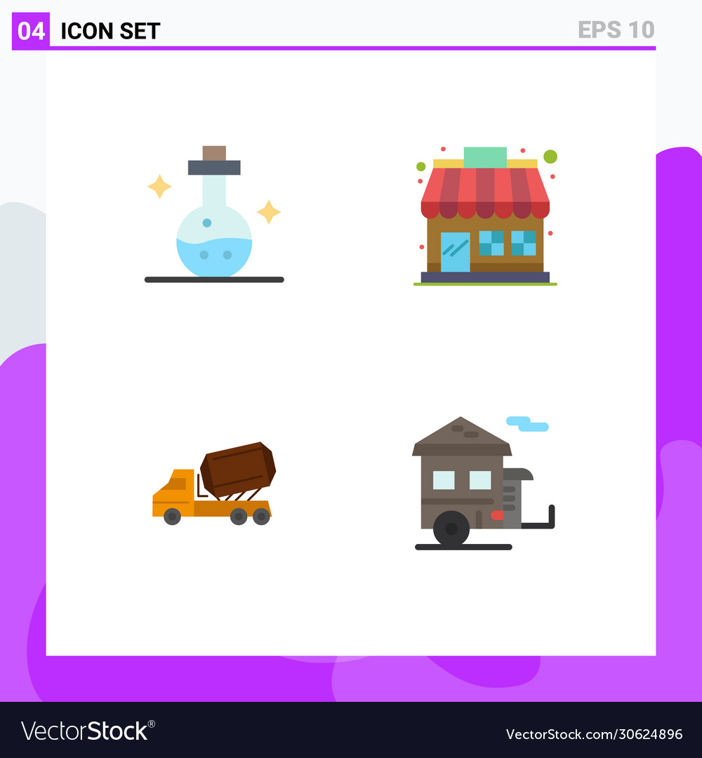 Set 4 modern ui icons symbols signs for flask