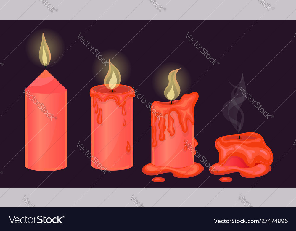 Set red candles on a dark background graphics