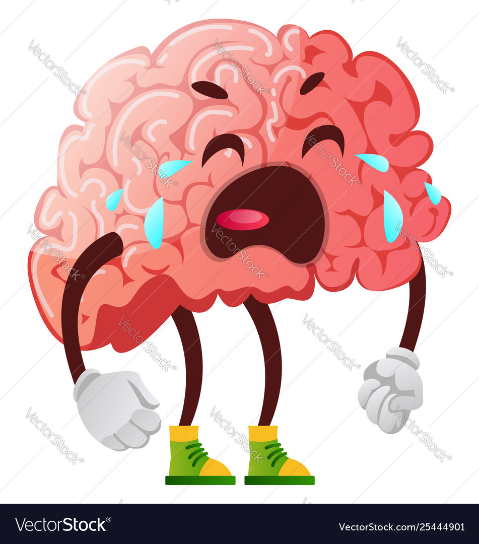 Brain is crying on white background Royalty Free Vector