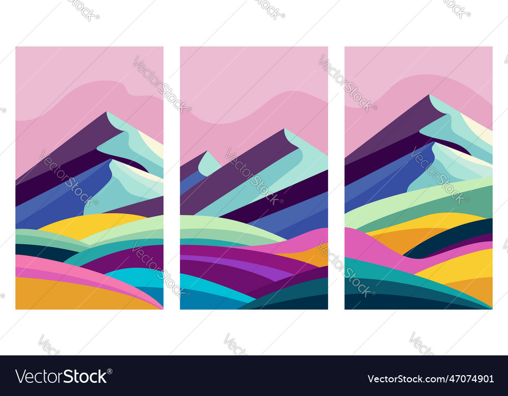 Collage with abstract mountains Royalty Free Vector Image