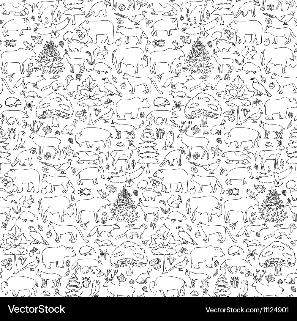 Forest animals seamless pattern Royalty Free Vector Image