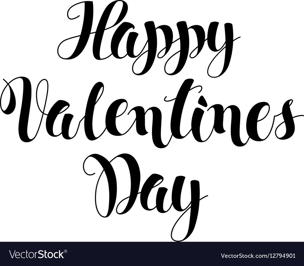 Happy Valentines day lettering card Modern brush Vector Image