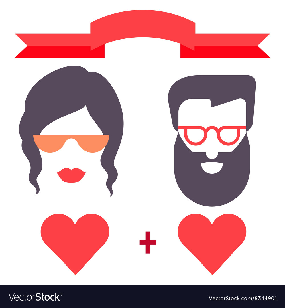 Hipster man and woman love card